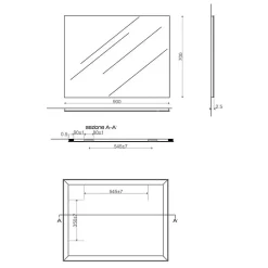 Miroir De Salle De Bain 90X70 Cm Réversible Avec Cadre De Support