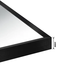 Miroir de salle de bain 80x60cm Cadre carré miroir noir mat suspendu horizontalement et verticalement, AICA SANITAIRE