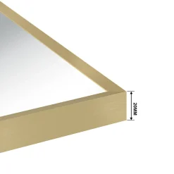 Miroir de salle de bain 80x60cm Cadre carré miroir or mat suspendu, horizontalement et verticalement, AICA SANITAIRE