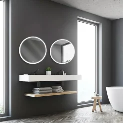 Miroir de salle de bains lumineux LED rond Ø60 cm, argenté, MPGlass Bishop