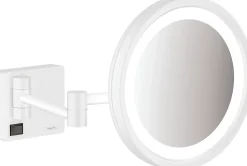 Miroir de salle de bains lumineux LED grossissant, blanc mat, Hansgrohe