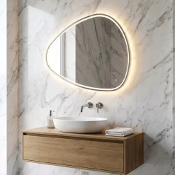 Miroir de salle de bains lumineux LED 80 x 120 cm, argenté, MPGlass Stone