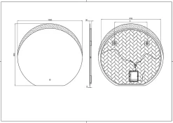 Miroir de salle de bains lumineux LED rond 95 x 100 cm, argenté, MPGlass Vague
