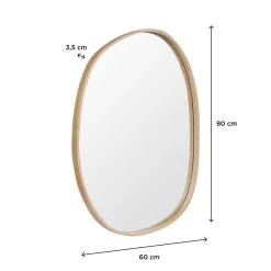 Miroir de salle de bains forme galet l.60 x H.80 cm, placage chêne, Thiam