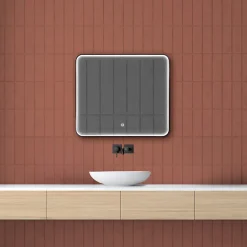 Miroir de salle de bains lumineux LED rectangulaire l. 80 x H. 70 cm MPGlass Denver