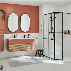 Miroir de salle de bains lumineux LED noir rond Ø120 cm, MPGlass Naos Black