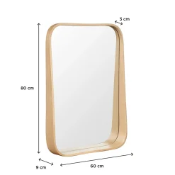 Miroir de salle de bains l.60 x H.80 cm, placage chêne, Thiam