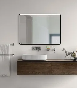 Miroir de salle de bains lumineux LED noir 60 x 80 cm, MPGlass Lyon Chic