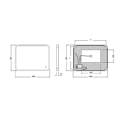 Miroir de salle de bains lumineux LED noir 60 x 80 cm, MPGlass Lyon Chic