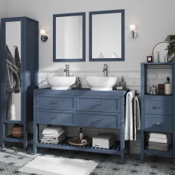 Miroir de salle de bains bleu mat l.70 x L.50 x ép.1,6 cm, GoodHome Perma