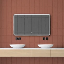 Miroir de salle de bains lumineux LED rectangulaire l. 120 x H. 70 cm MPGlass Denver