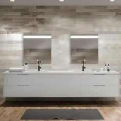 Miroir de salle de bains lumineux LED, l.60 x H.70 cm, argenté, MPGlass Kelme