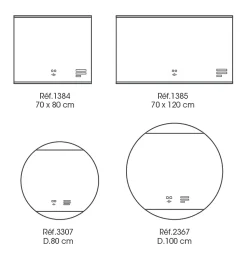 Miroir de salle de bains lumineux LED connecté rond BroadWay diamètre 100 cm, bluetooth, MPGlass