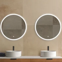 Miroir de salle de bains lumineux LED rond Ø 80 cm MPGlass Bishop 2