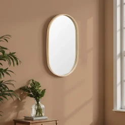 Miroir de salle de bains ovale l.40 x H.70 cm, placage chêne, Thiam