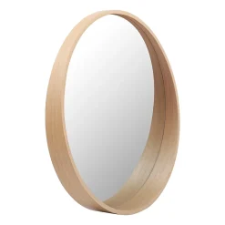 Miroir de salle de bains rond Ø.60 cm, placage chêne, Thiam