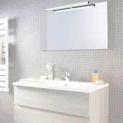 Miroir de salle de bains lumineux LED effet chêne clair l.90 cm, Calao