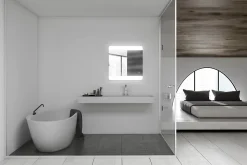 Miroir de salle de bains lumineux LED, argenté l.70 x H. 65 cm, MPGlass Vague