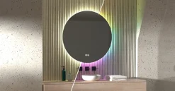 Miroir de salle de bains rond lumineux à LED Ø80 cm, MPGlass Aurora