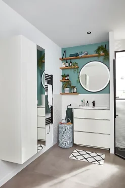 Miroir de salle de bains lumineux LED noir rond Ø80, MPGlass Naos Black