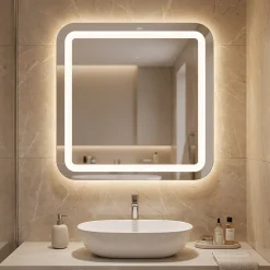 Miroir de salle de bains lumineux LED 60 x 60 cm, Cooke & Lewis Charlestown