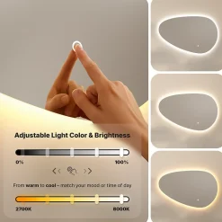 Miroir de salle de bains lumineux LED asymétrique 150x93cm, antibuée