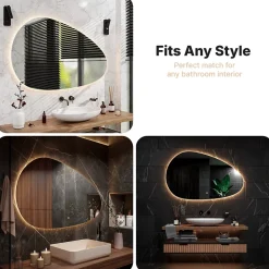 Miroir de salle de bains lumineux LED asymétrique 150x93cm, antibuée