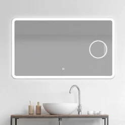 Miroir de salle de bains lumineux LED rectangulaire l. 120 x H. 70 cm MPGlass Bergen