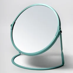 Miroir de salle de bains grossissant inclinable en métal, bleu aqua, l.18 x H.20 x P.10,5 cm, Spirella Akira Aqua