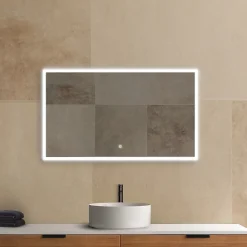 Miroir de salle de bains lumineux LED rectangulaire l. 120 x H. 70 cm MPGlass Bishop 2