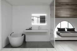 Miroir de salle de bains lumineux LED, argenté l.100 x H.70 cm, MPGlass Vague