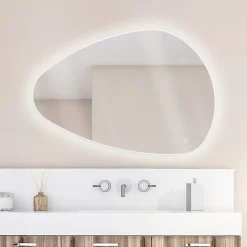 Miroir de salle de bains lumineux LED, l.70 x H.100 cm, argenté, MPGlass Stone
