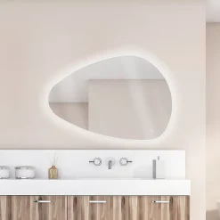 Miroir de salle de bains lumineux LED, l.70 x H.100 cm, argenté, MPGlass Stone