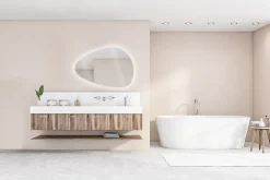 Miroir de salle de bains lumineux LED, l.70 x H.100 cm, argenté, MPGlass Stone