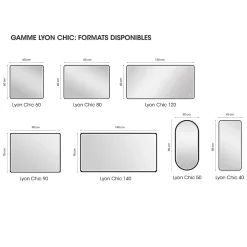 Miroir de salle de bains lumineux LED noir 70 x 140 cm, MPGlass Lyon Chic