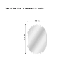 Miroir de salle de bains lumineux LED ovale, 84 x 50 cm, MPGlass Phoenix