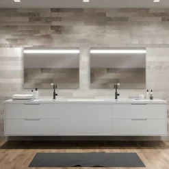 Miroir de salle de bains lumineux LED, L.80 x H.70 cm, argenté, MPGlass Kelme