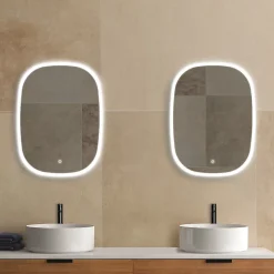 Miroir de salle de bains lumineux LED rectangulaire l. 60 x H. 80 cm MPGlass Bishop 2