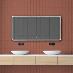Miroir de salle de bains lumineux LED rectangulaire l. 140 x H. 70 cm MPGlass Denver