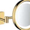 Miroir de salle de bains lumineux LED grossissant, aspect doré poli, Hansgrohe