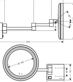 Miroir de salle de bains lumineux LED grossissant, aspect doré poli, Hansgrohe