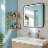 Miroir de salle de bains lumineux LED noir 60 x 60 cm, MPGlass Lyon Chic