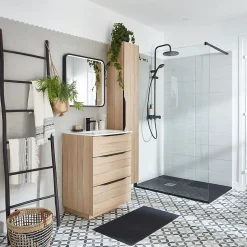Miroir de salle de bains lumineux LED noir 60 x 60 cm, MPGlass Lyon Chic