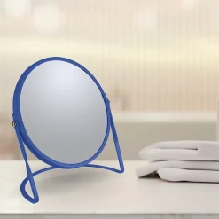 Miroir de salle de bains grossissant métal, bleu royal, Spirella Akira