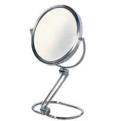 Miroir De Table Double Face Grossissant 5X En Métal Chromé