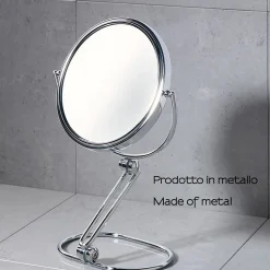 Miroir De Table Double Face Grossissant 5X En Métal Chromé