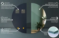 Miroir demi-rond minimaliste Tulup 35 x 70 cm pour salle de bain 1 pièce