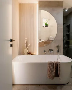 Miroir demi-rond minimaliste Tulup 35 x 70 cm pour salle de bain 1 pièce