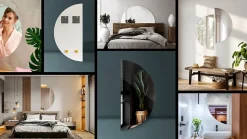 Miroir demi-rond pour maquillage Tulup 40 x 80 cm pour salle de bain 1 pièce