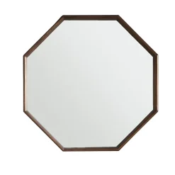 Miroir en mindi massif finition noyer octogonal